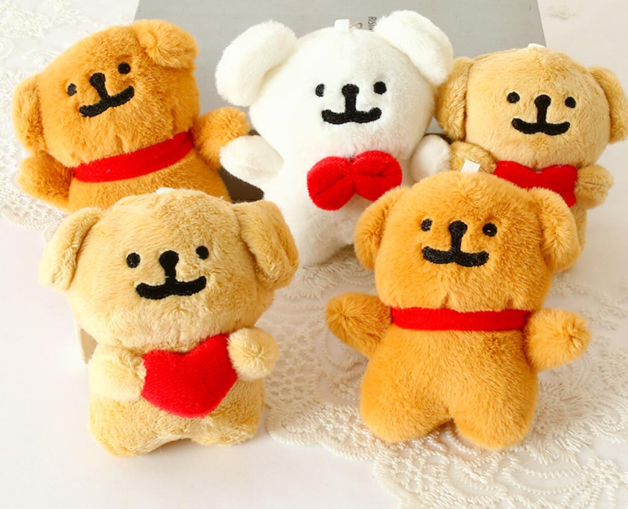 Heart-shaped plush dog keychain