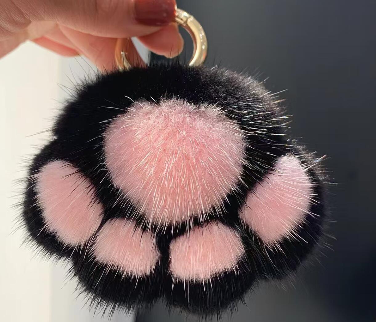 Cute Cat Paw Plush Keychain