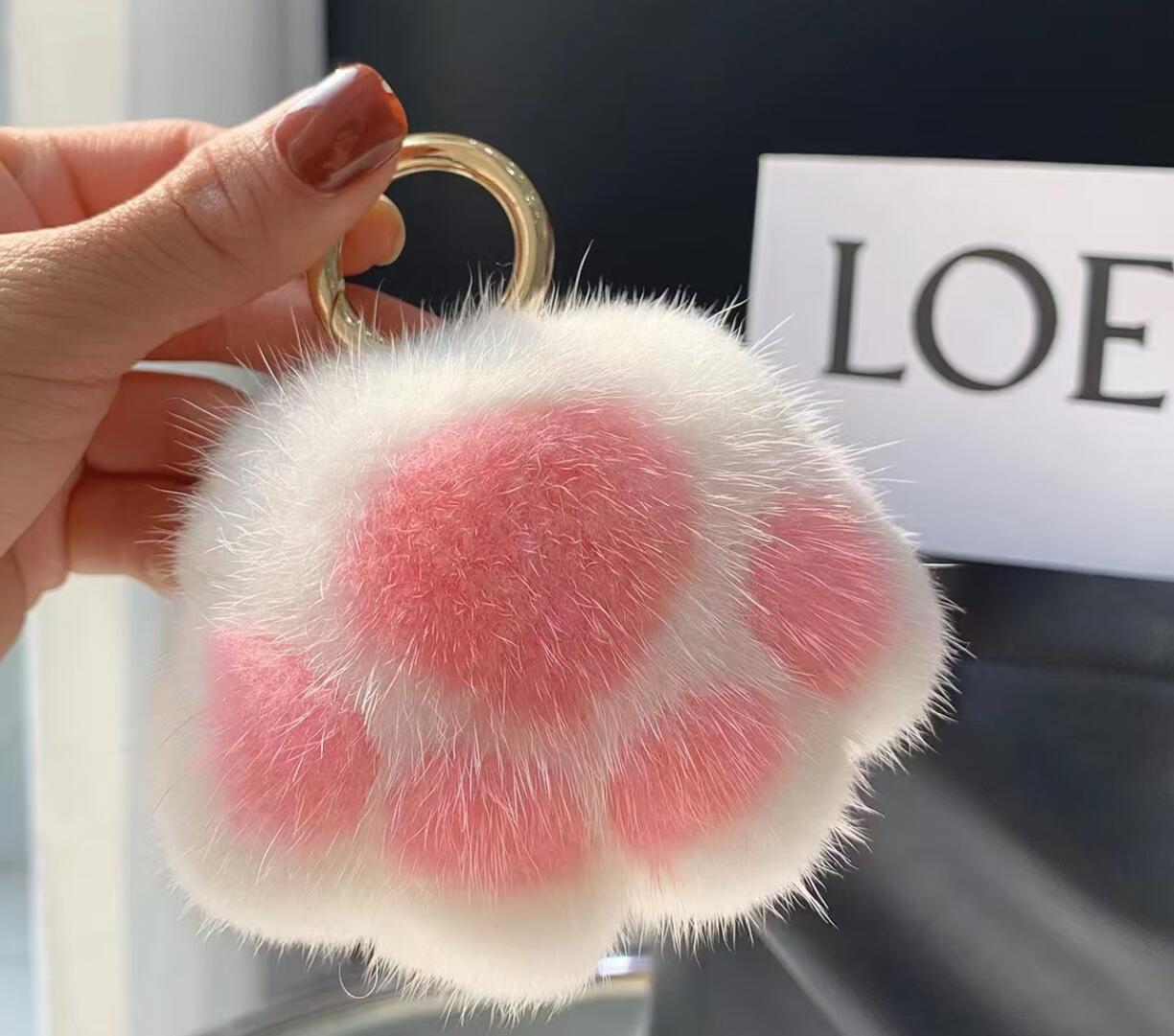 Cute Cat Paw Plush Keychain