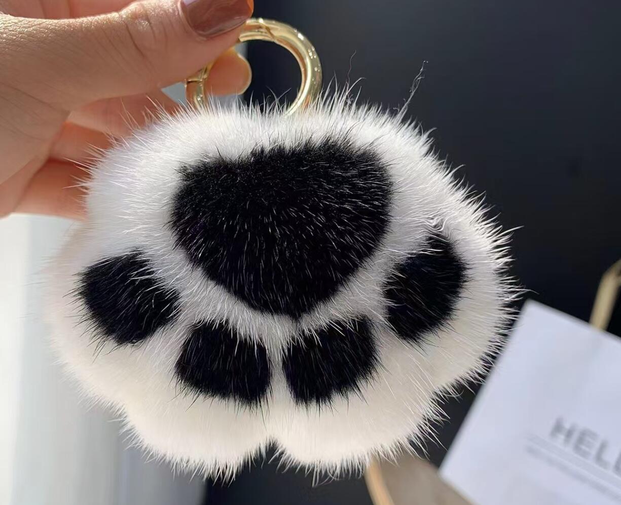 Cute Cat Paw Plush Keychain