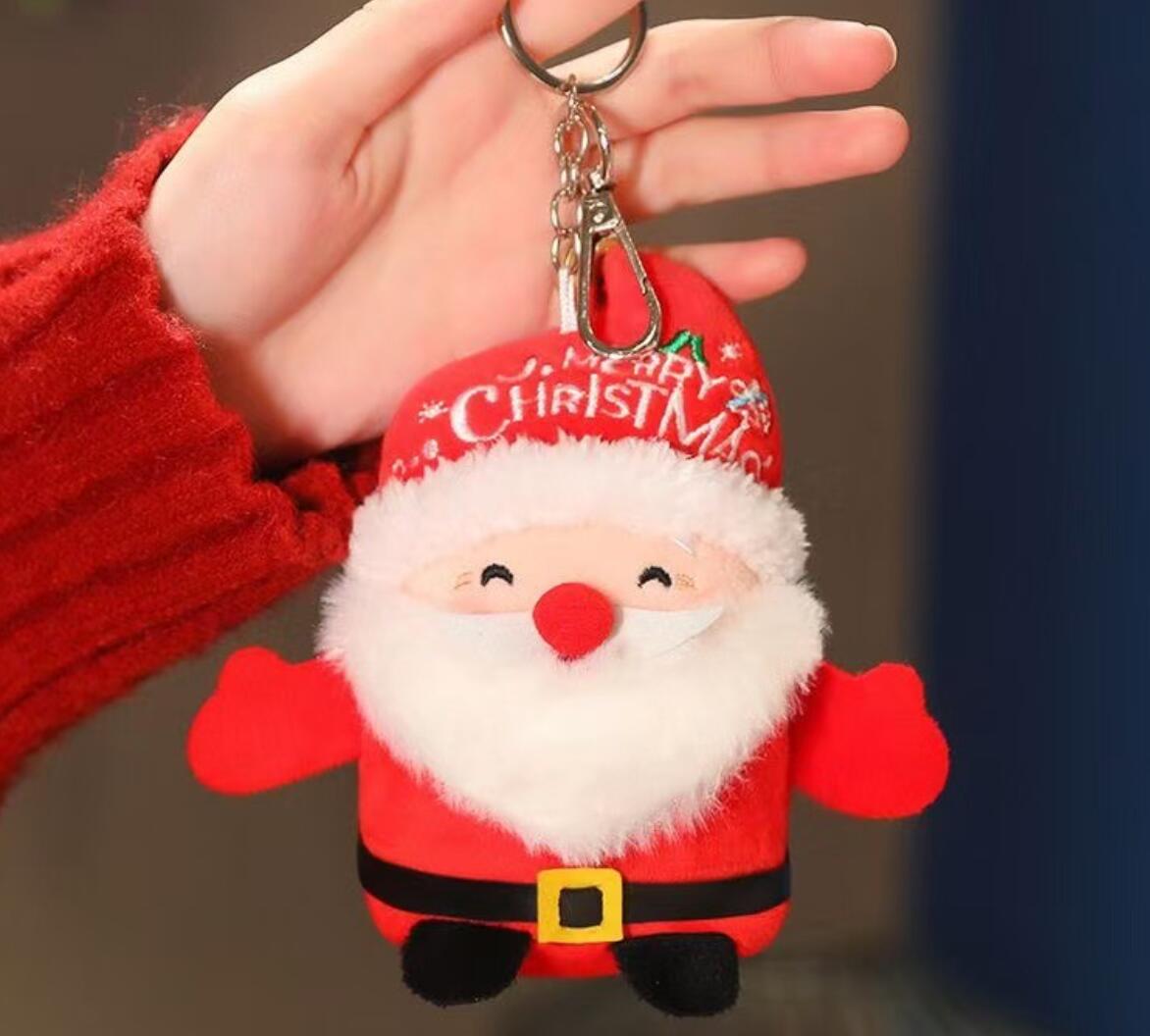Cute Santa Claus and Snowman Plush Keychain