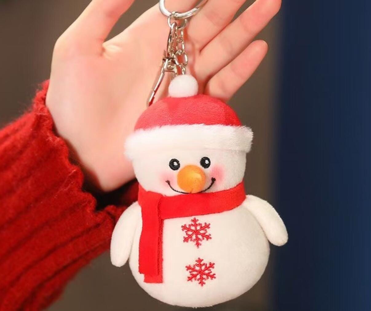 Cute Santa Claus and Snowman Plush Keychain