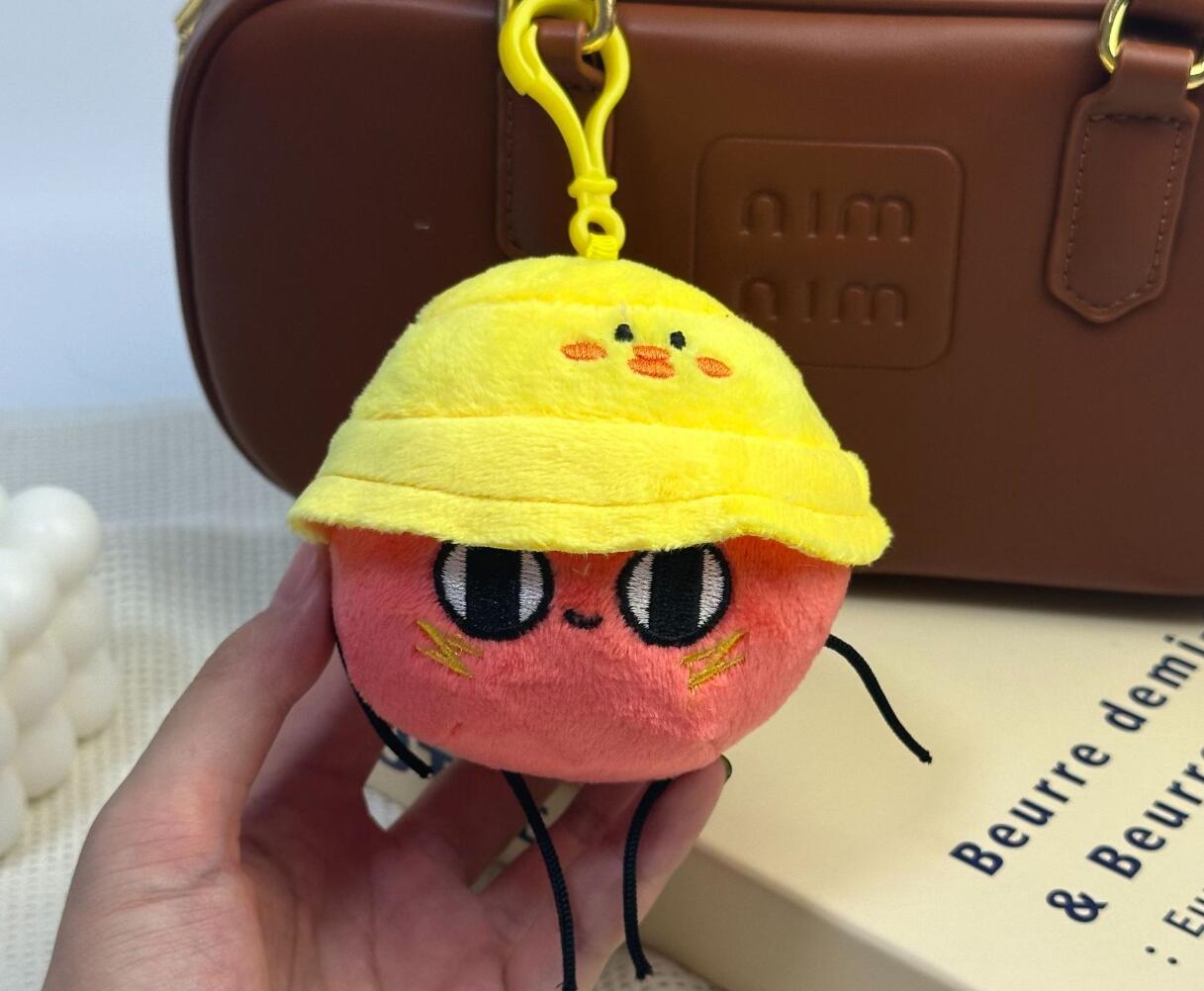 Red Bean with Hat Plush Keychain