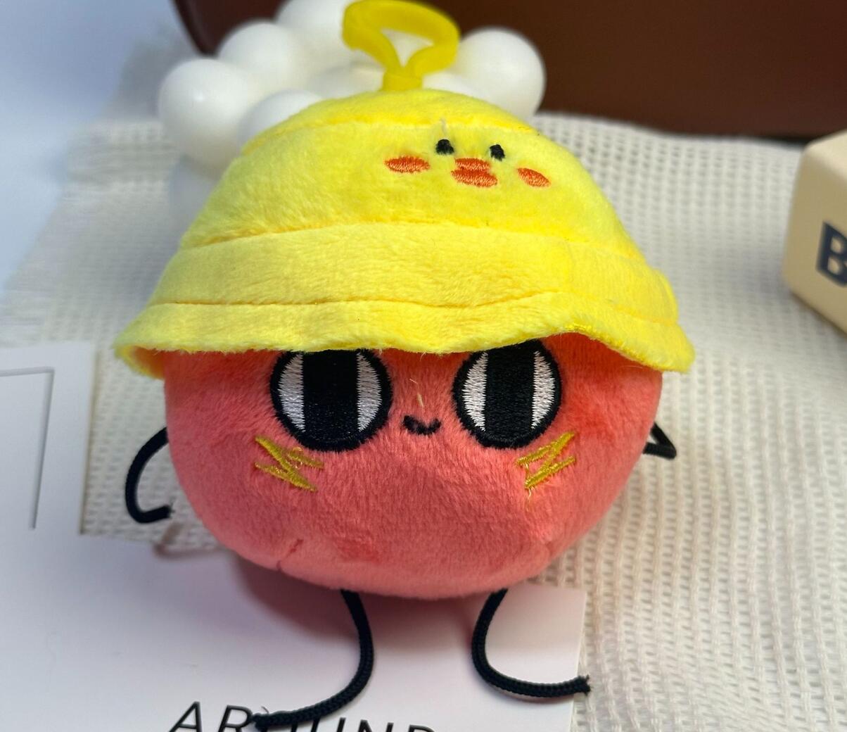 Red Bean with Hat Plush Keychain