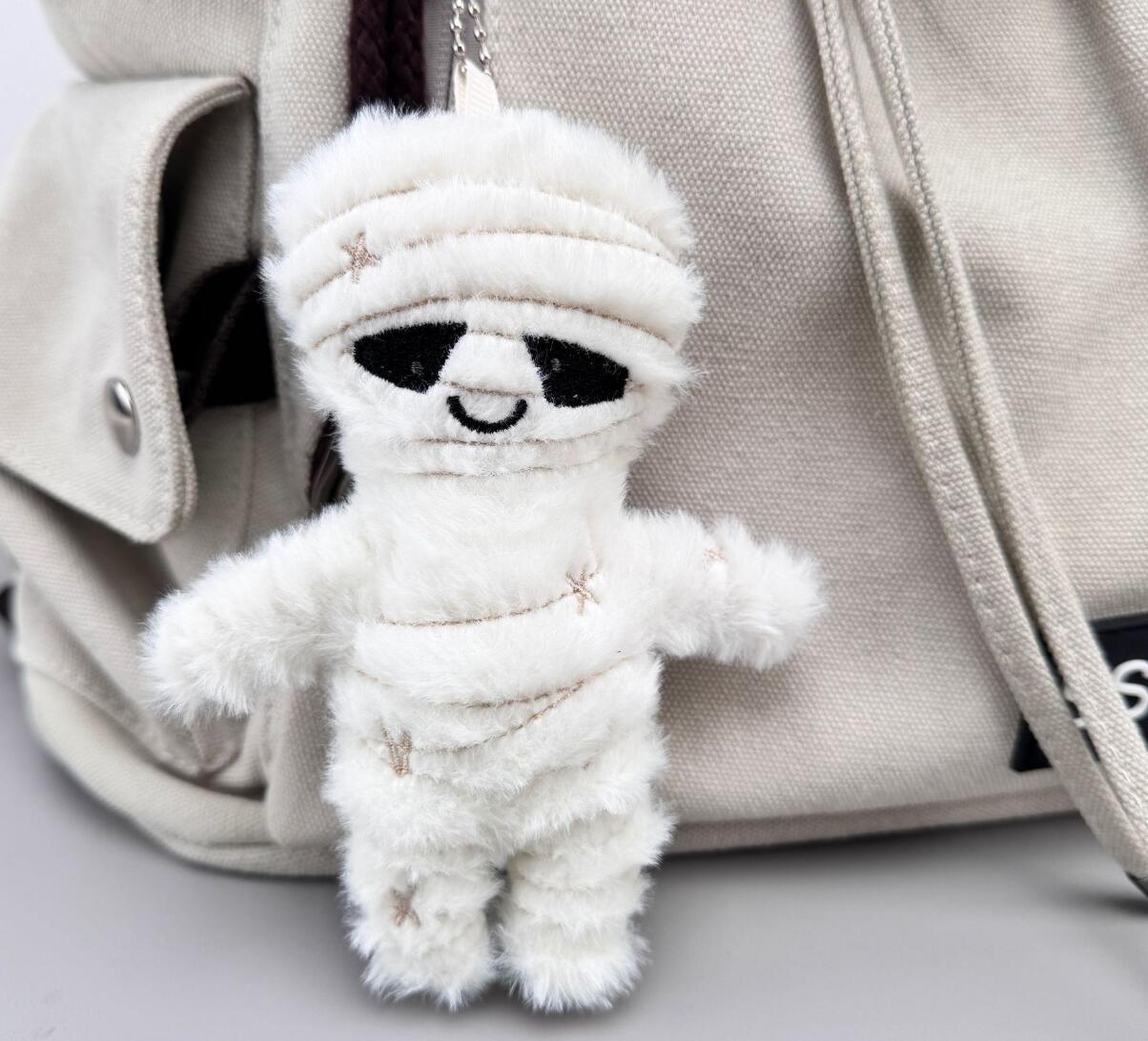 Halloween Skull and Mummy Plush Keychain