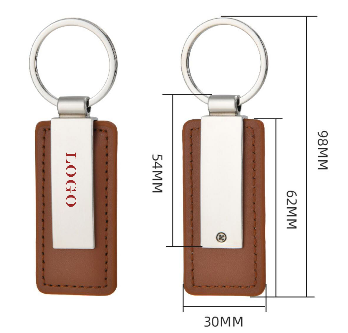 Metal and PU leather keychain