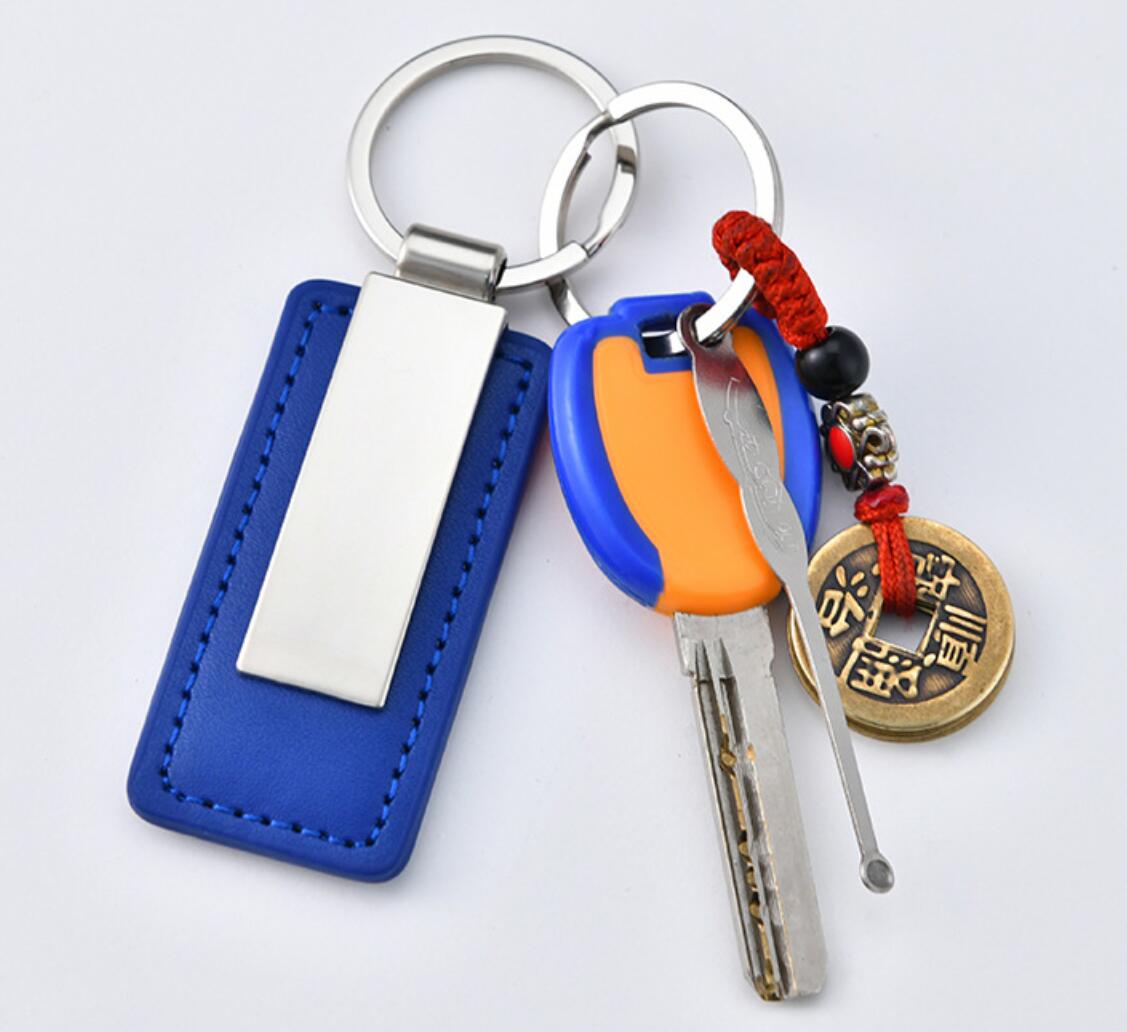 Metal and PU leather keychain