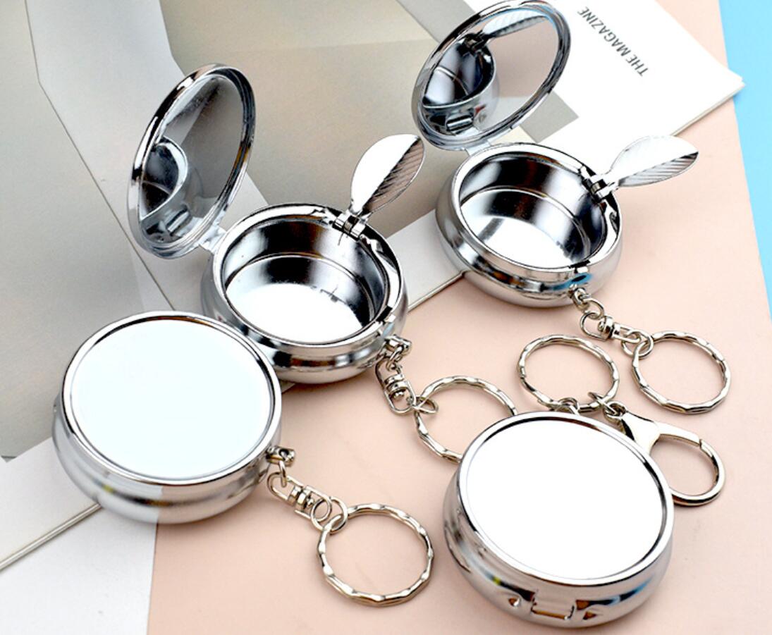 Portable mini ashtray with mirror keychain