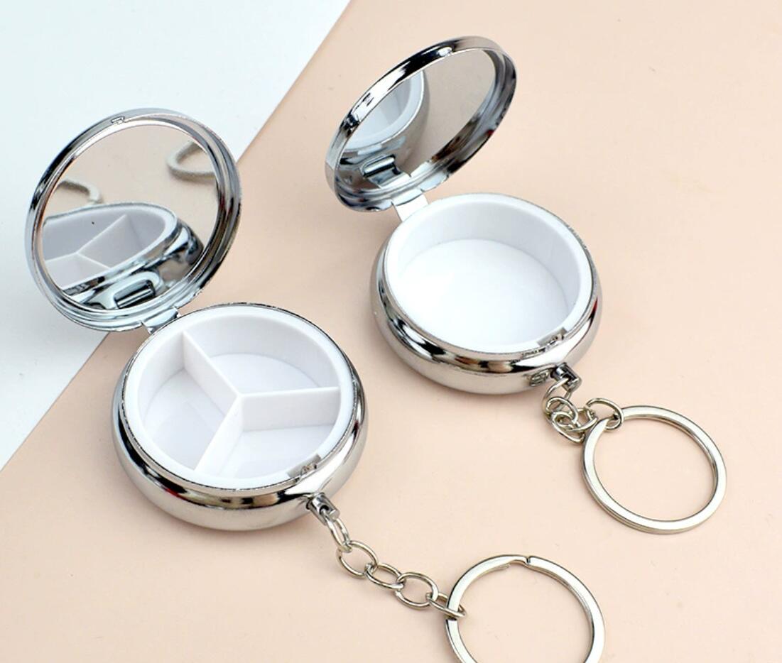 Mini medicine storage box with mirror keychain