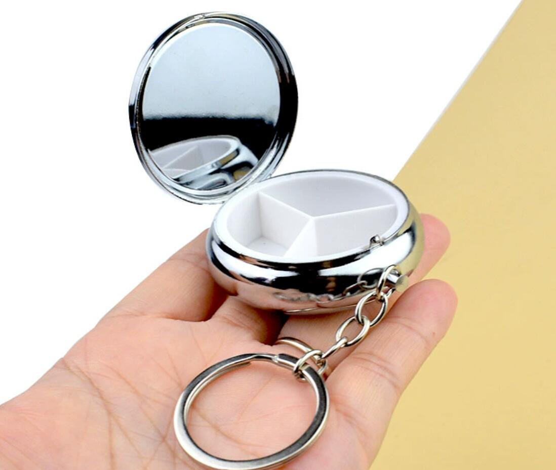 Mini medicine storage box with mirror keychain