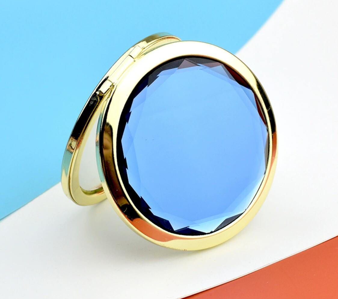 Alloy folding double-sided crystal makeup mirror