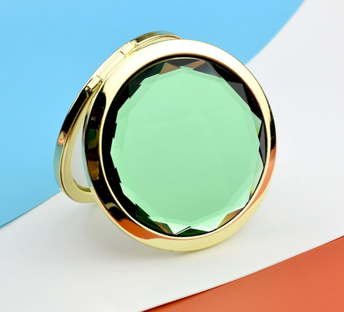 Alloy folding double-sided crystal makeup mirror