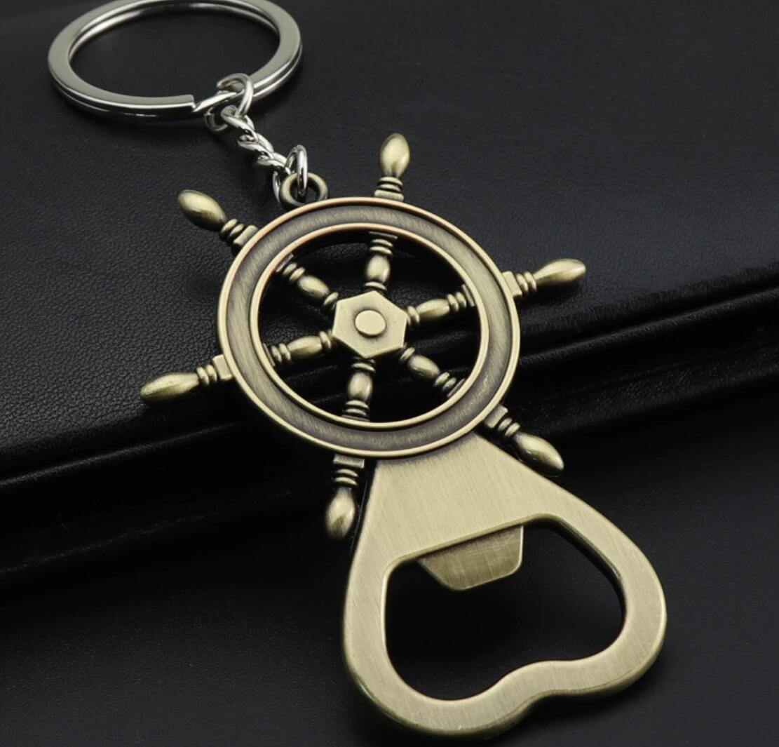 Rudder bottle opener keychain