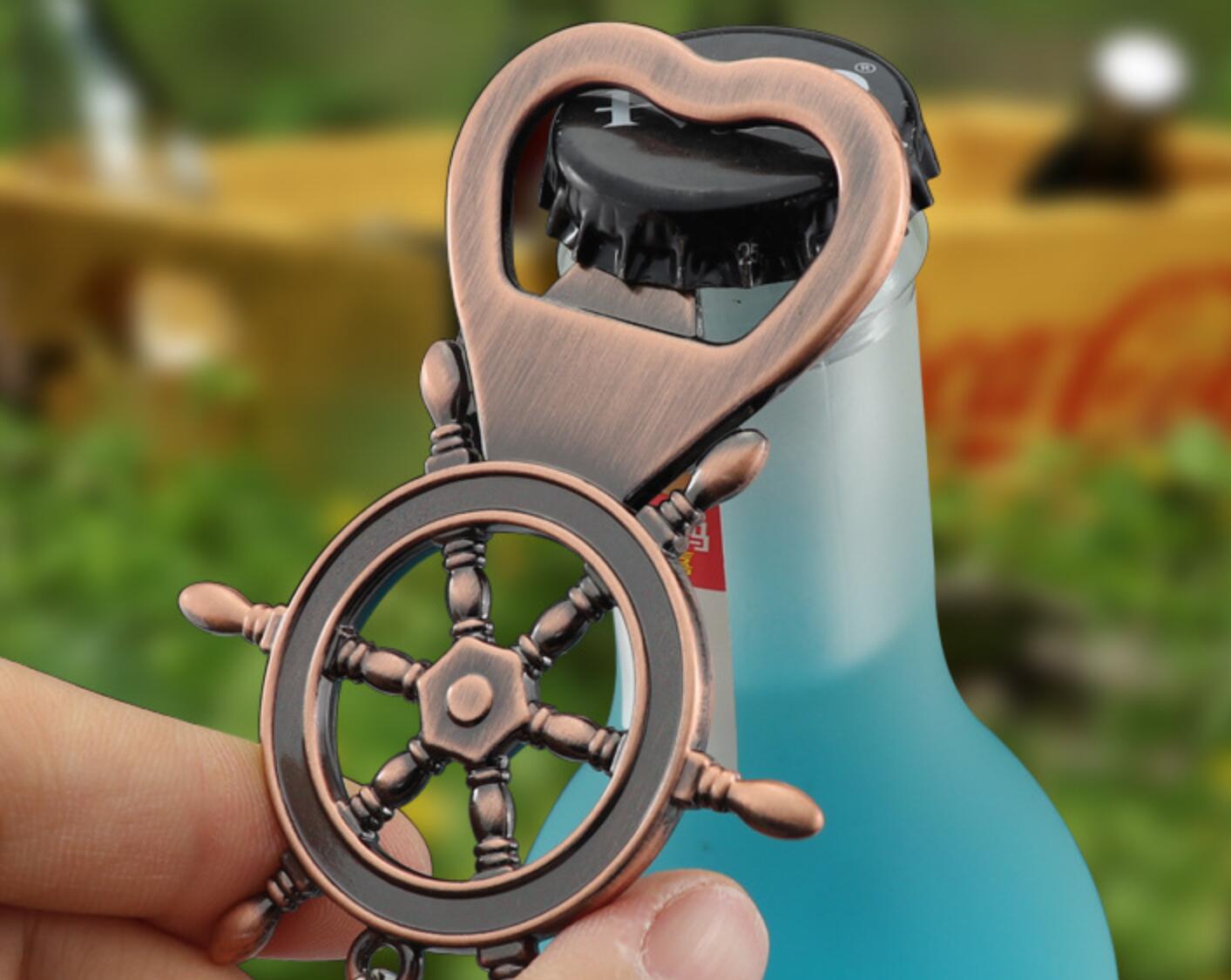 Rudder bottle opener keychain