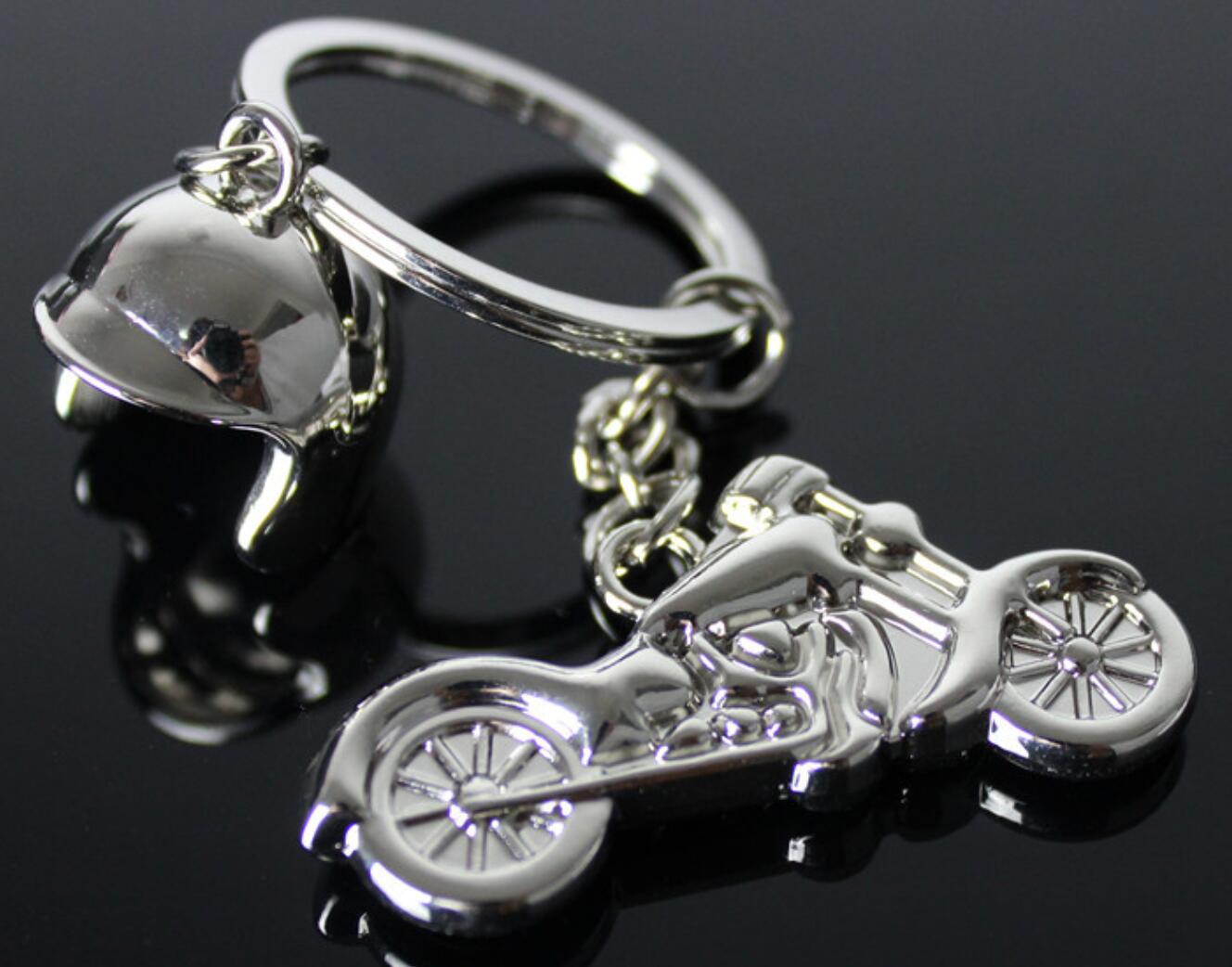 Motorcycle and helmet model keychain
