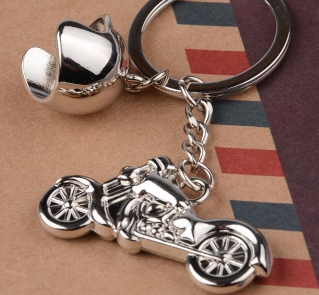 Motorcycle and helmet model keychain