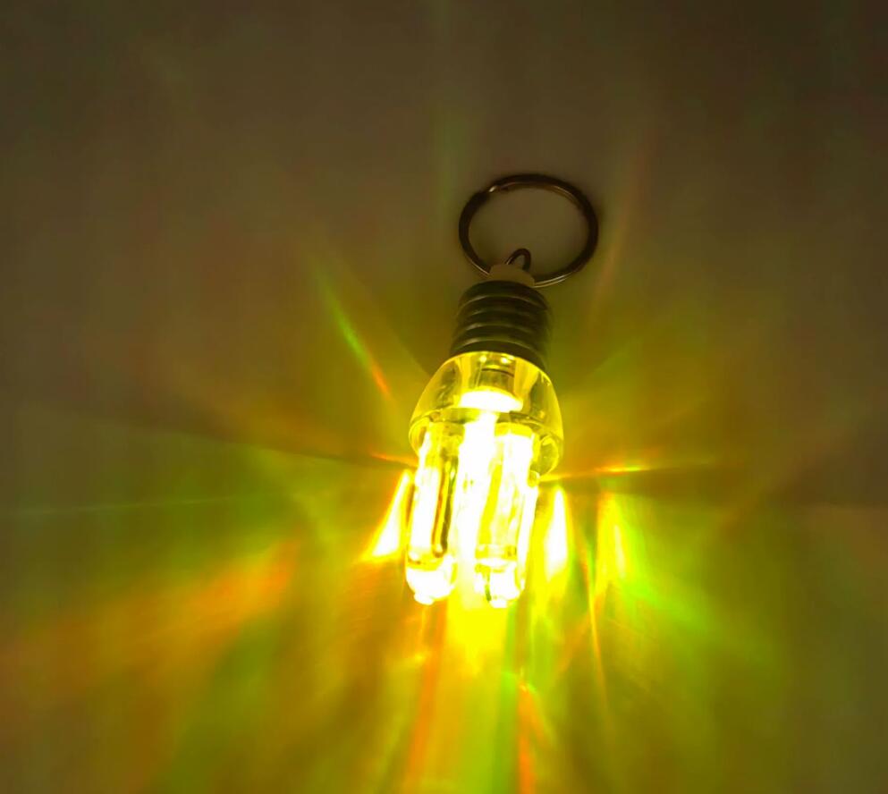 Mini LED light bulb keychain