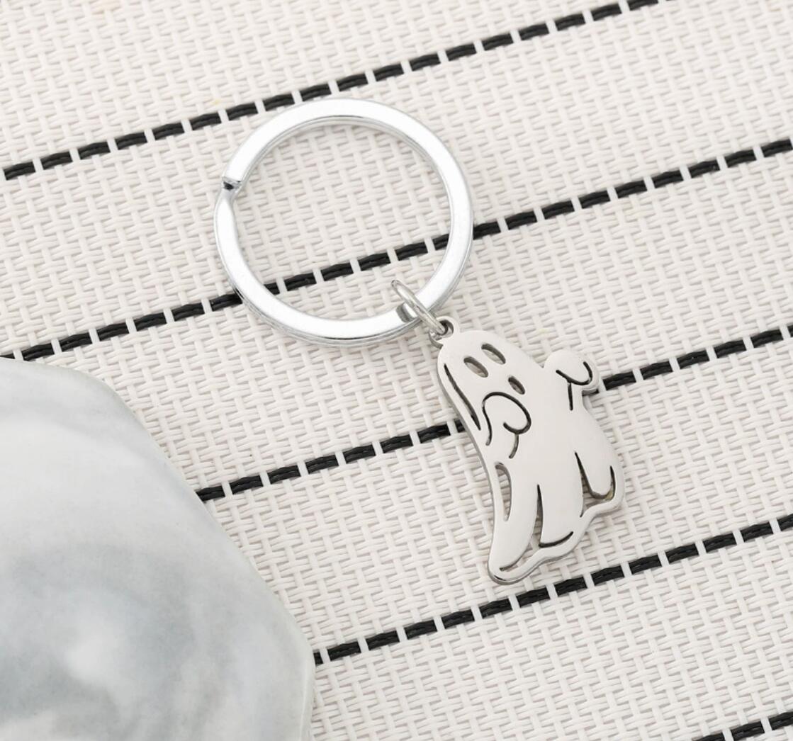 Stainless steel cute cartoon ghost keychain