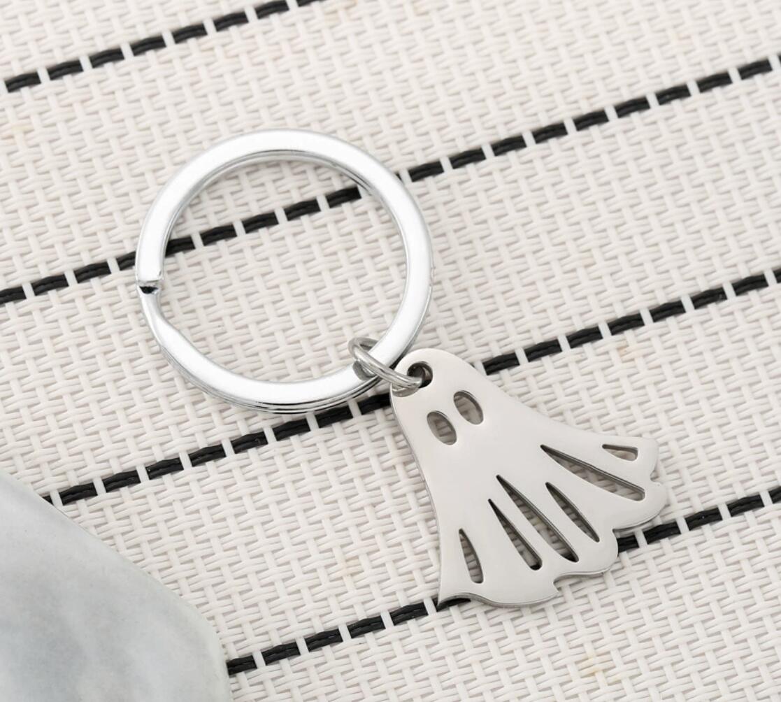 Stainless steel cute cartoon ghost keychain