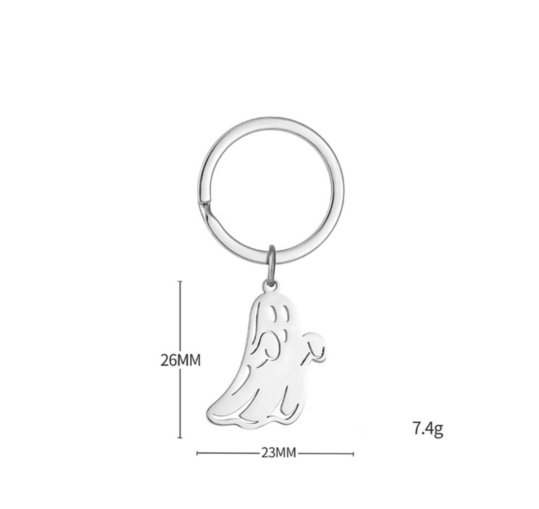 Stainless steel cute cartoon ghost keychain