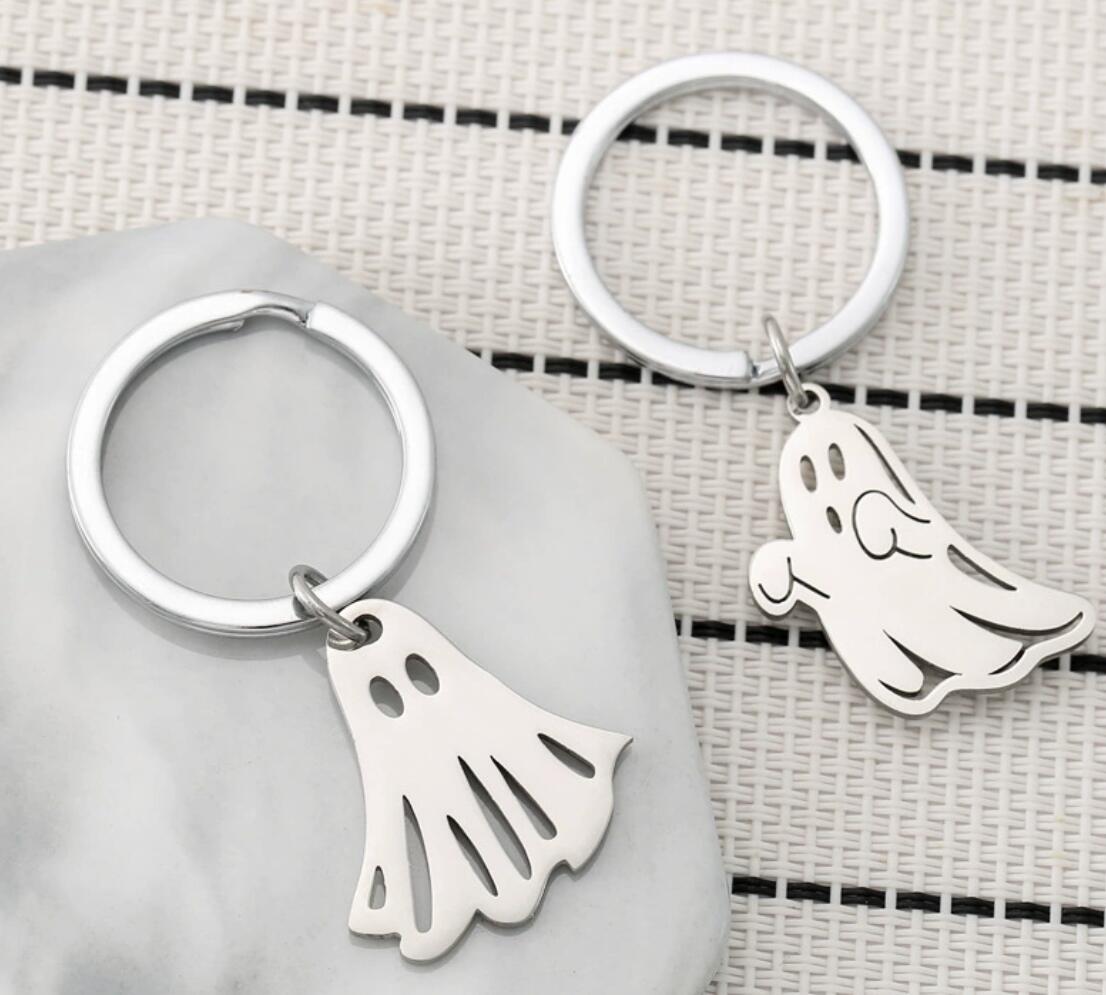 Stainless steel cute cartoon ghost keychain