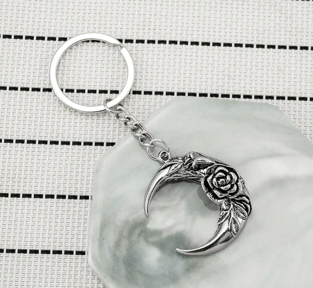 Moon Rose Metal Keychain