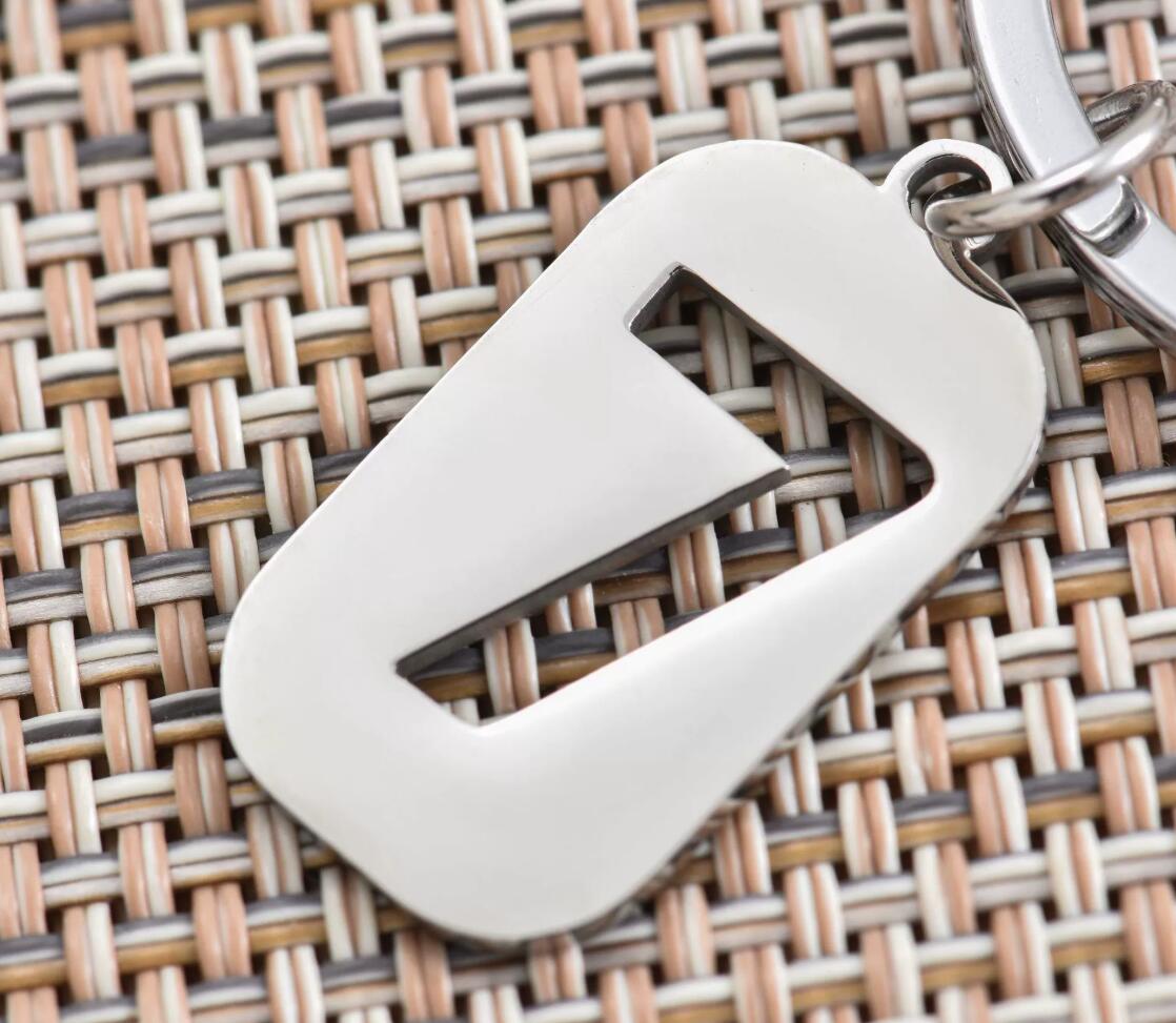 Rectangular lucky number 7 stainless steel keychain