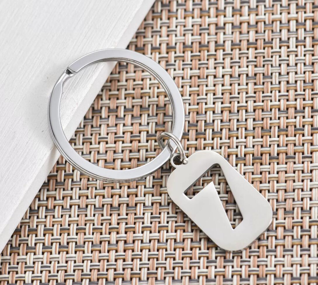Rectangular lucky number 7 stainless steel keychain