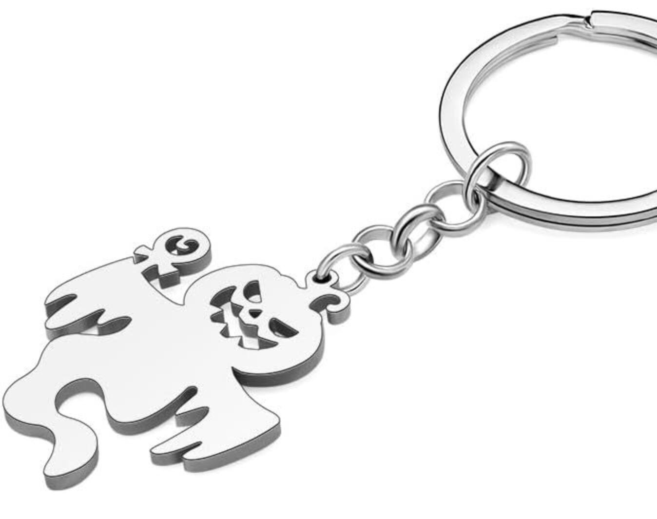 Pumpkin ghost stainless steel keychain