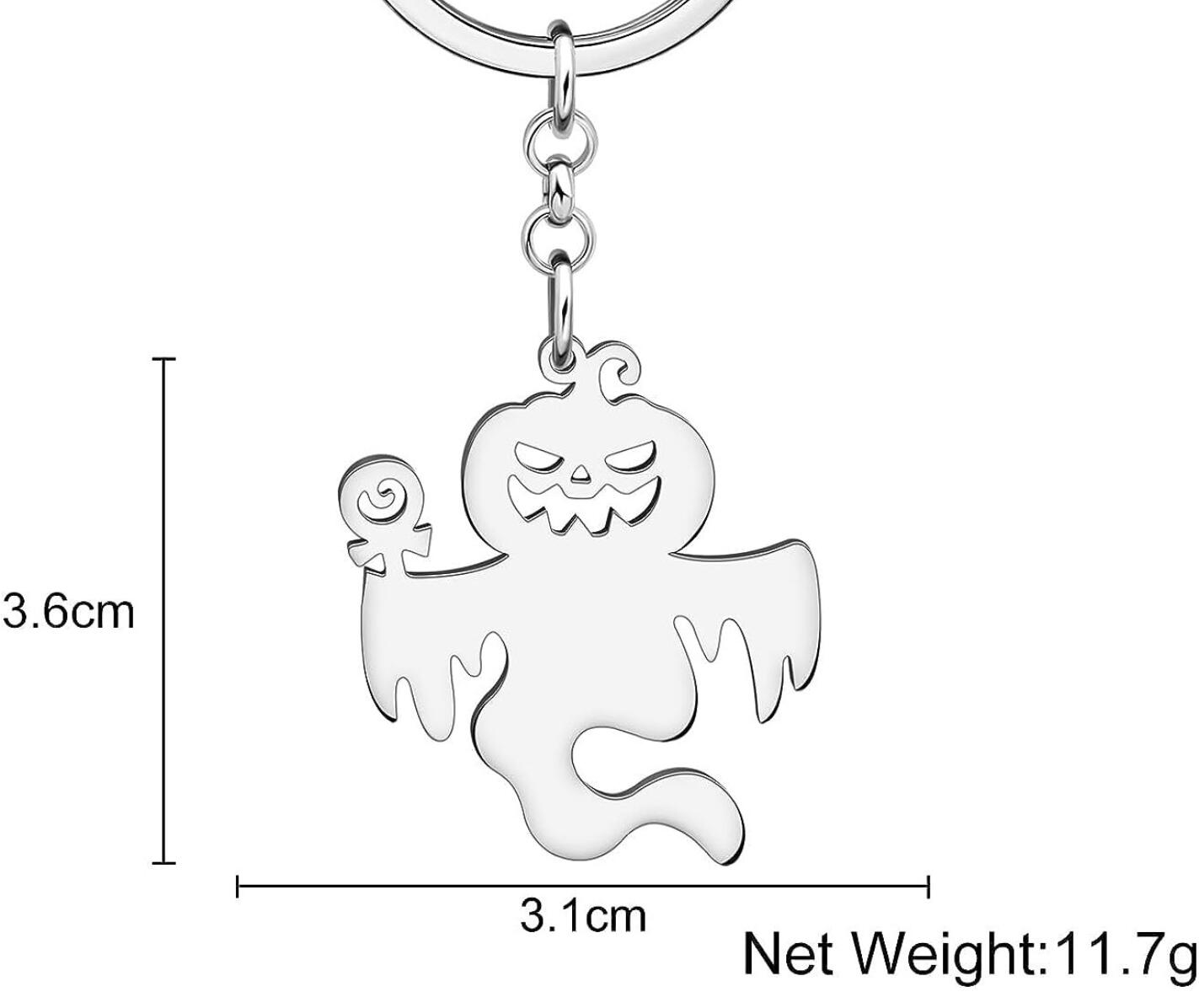Pumpkin ghost stainless steel keychain