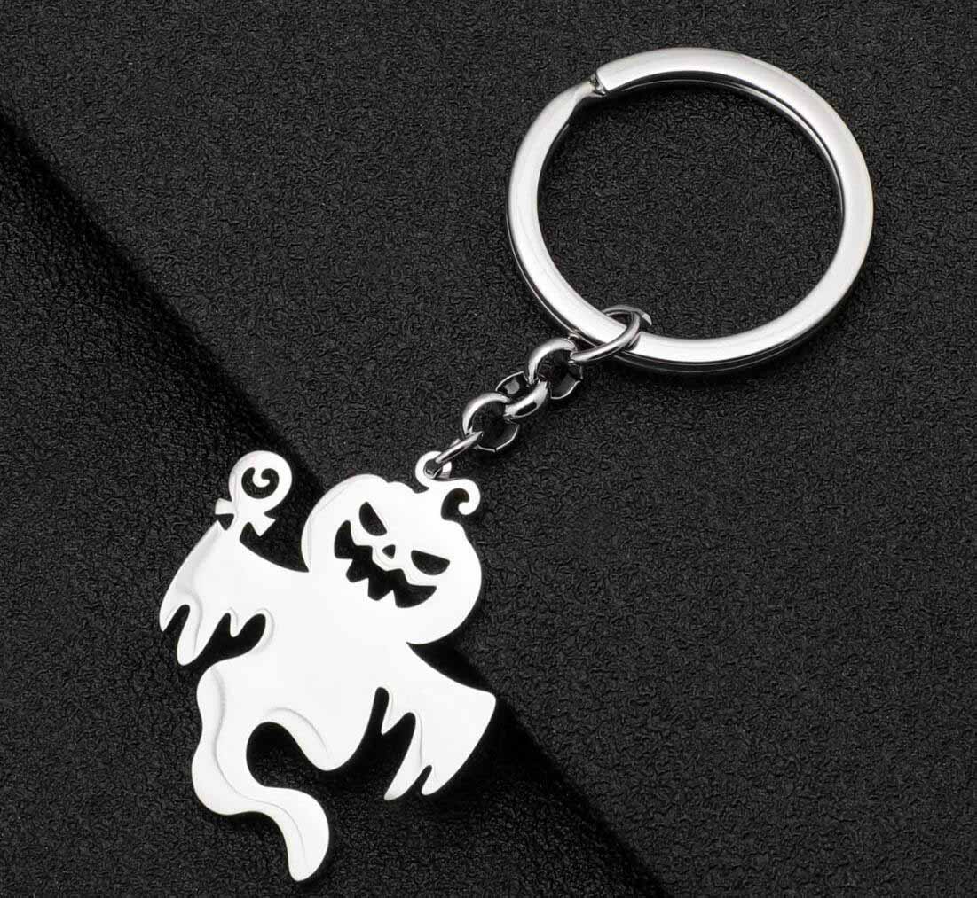 Pumpkin ghost stainless steel keychain
