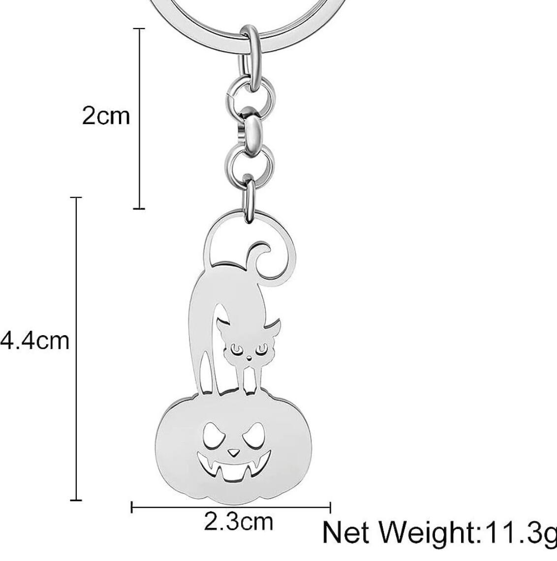 Black Cat Pumpkin Stainless Steel Keychain