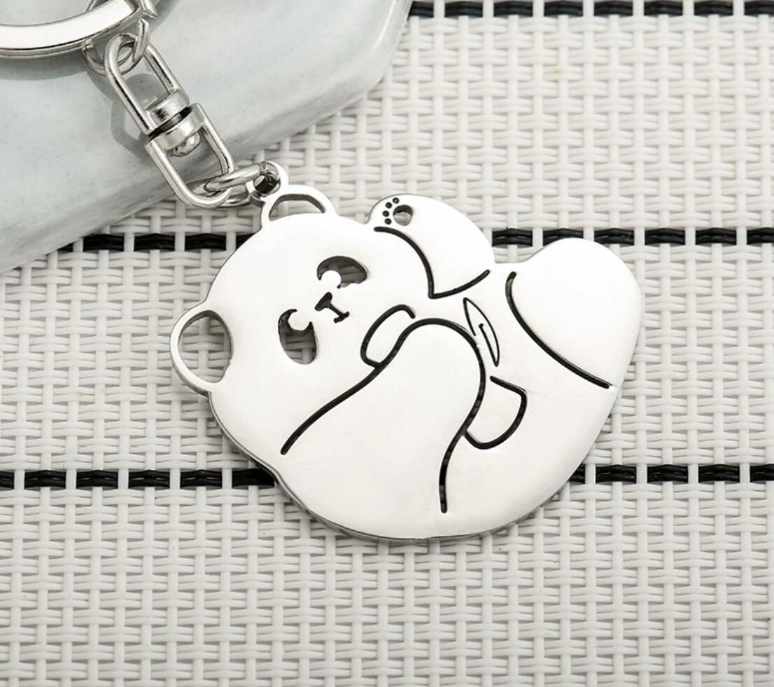 Panda stainless steel keychain
