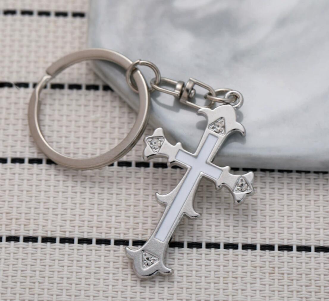 Flower-shaped cross keychain