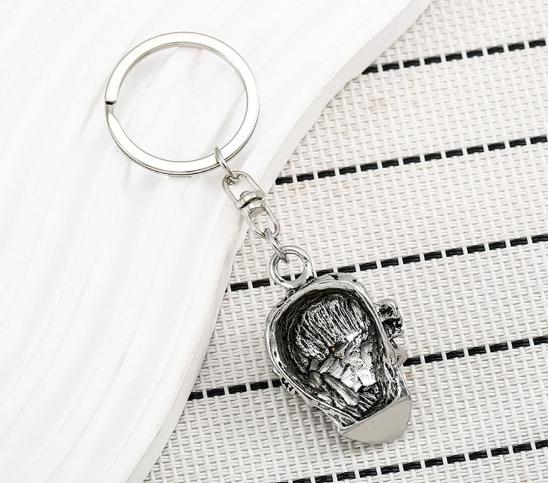 Retro red-eyed skull keychain