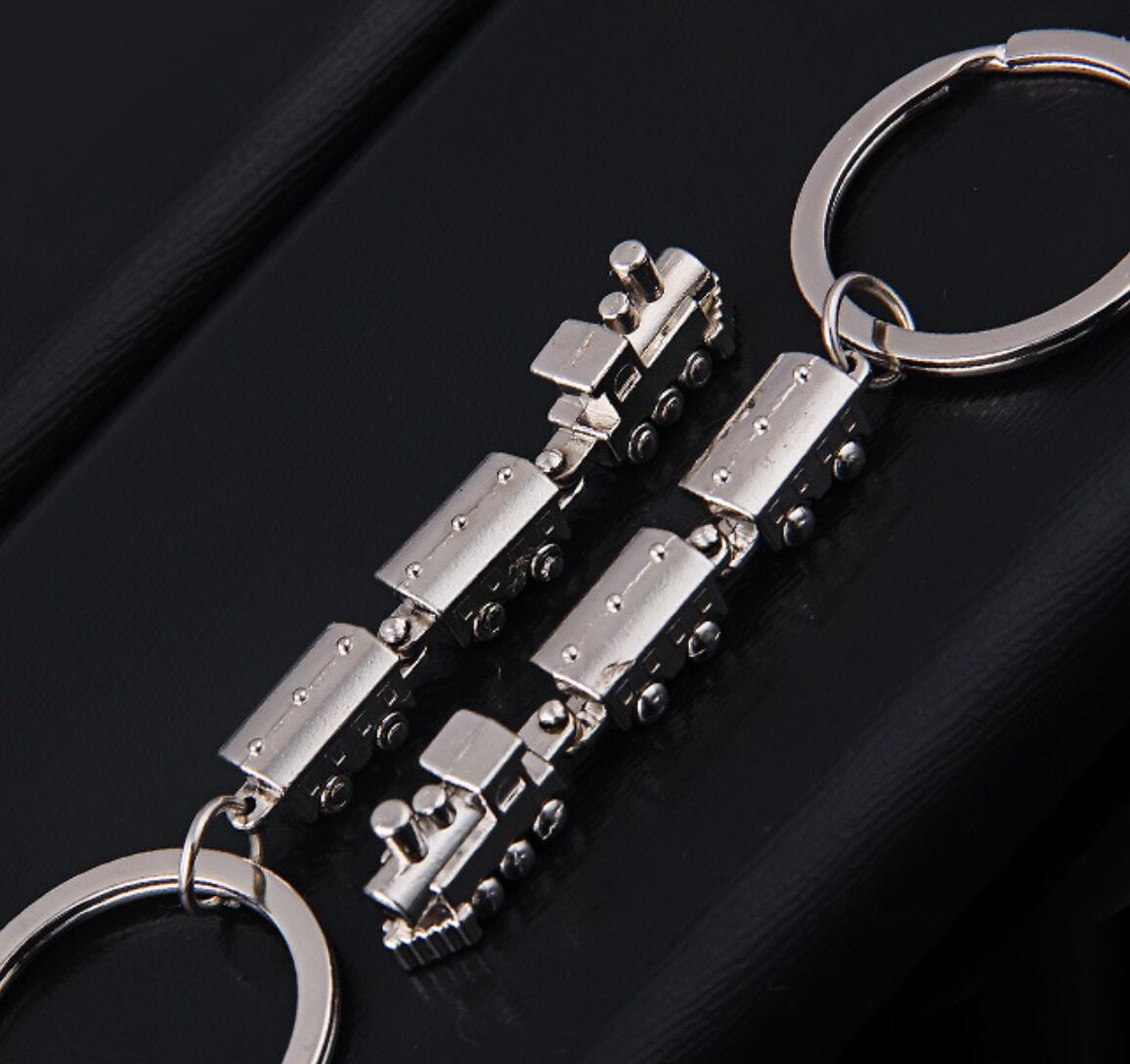 Metal movable joint train keychain
