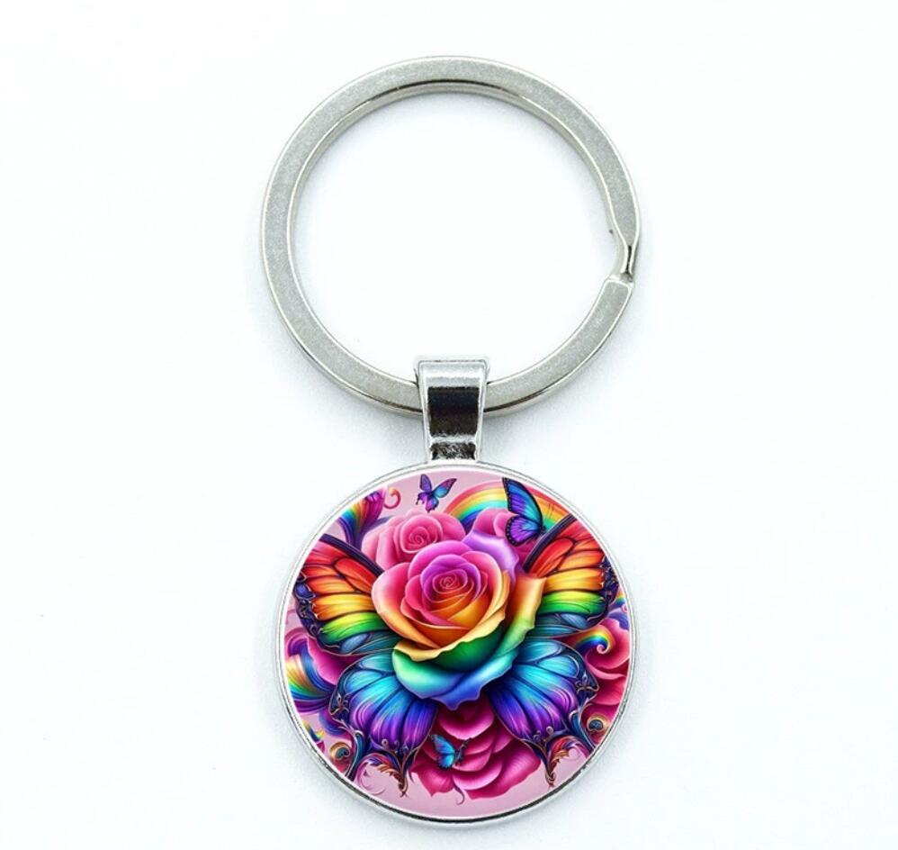 Beautiful colorful divine flower pattern keychain