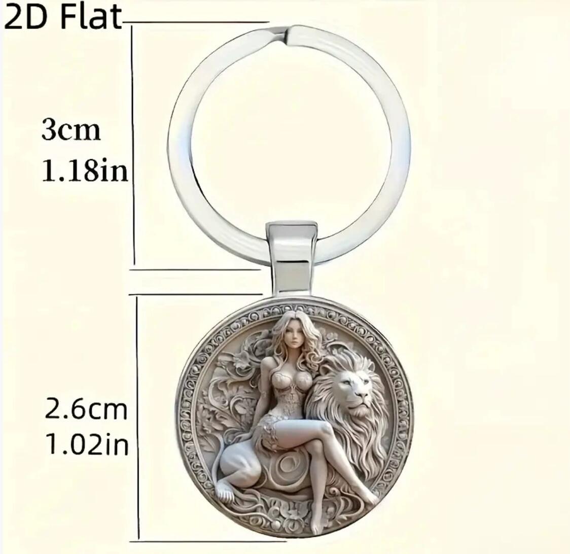 2D Flat Beauty and Lion Keychain