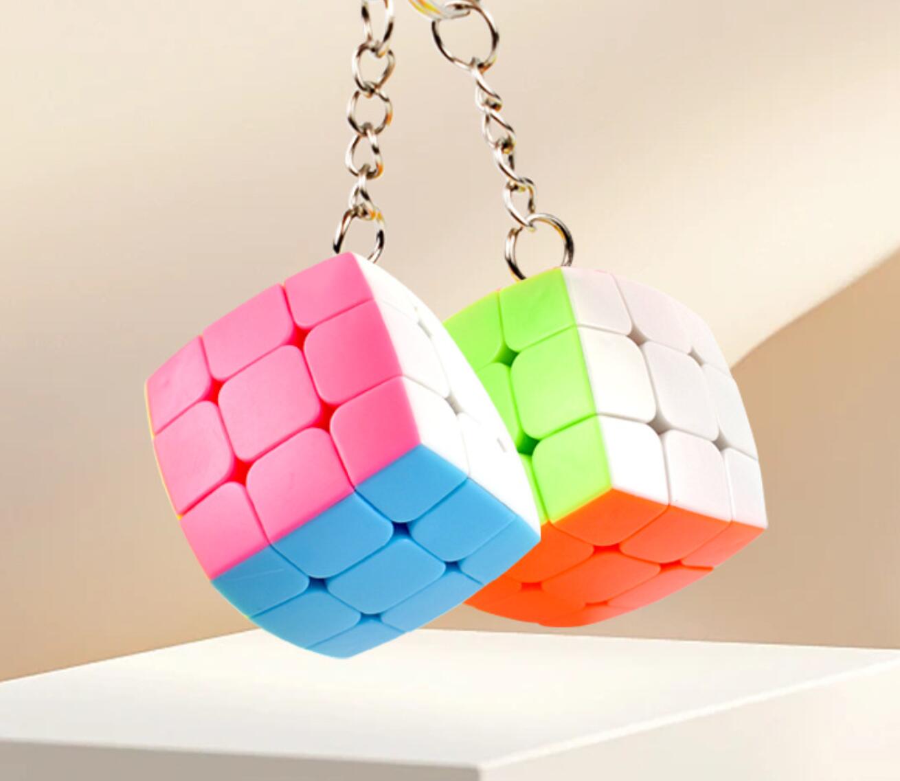 New mini three-level bread-shaped Rubik's cube keychain