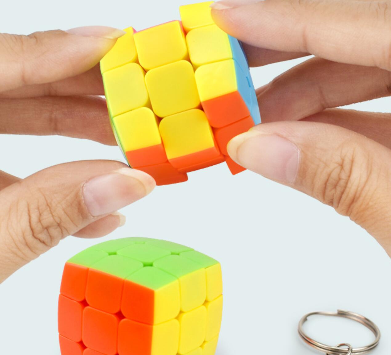 New mini three-level bread-shaped Rubik's cube keychain