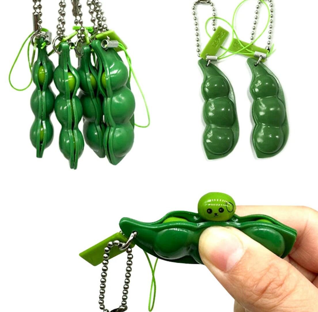 Squeeze pea pod keychain