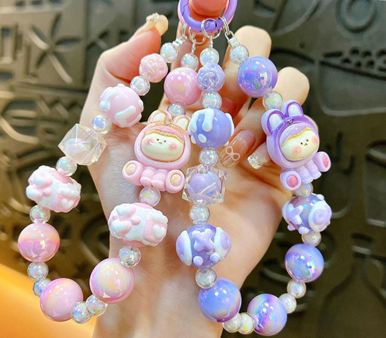 Cute cartoon dopamine handmade beaded keychain
