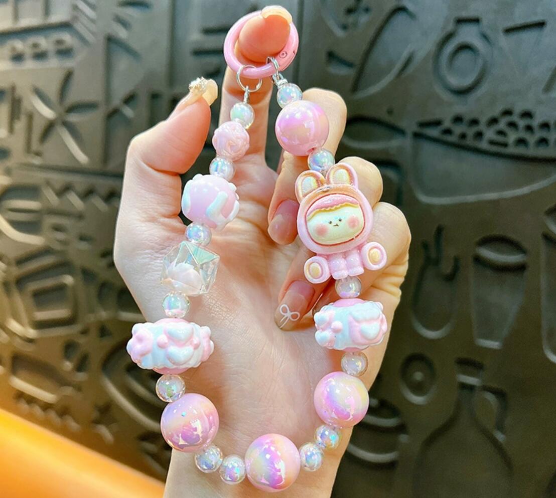 Cute cartoon dopamine handmade beaded keychain