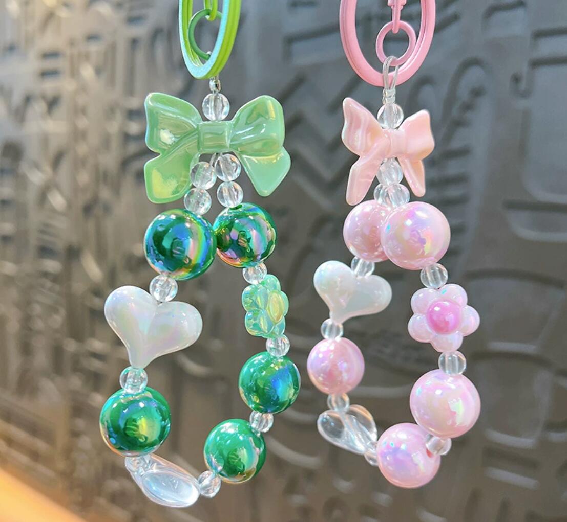 Colorful bow beaded keychain