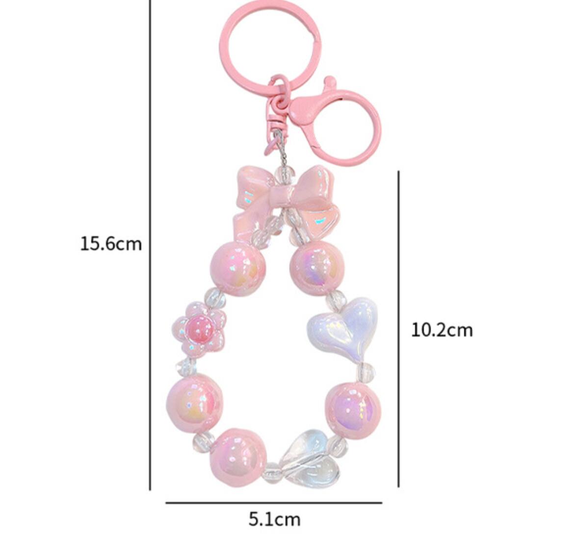 Colorful bow beaded keychain
