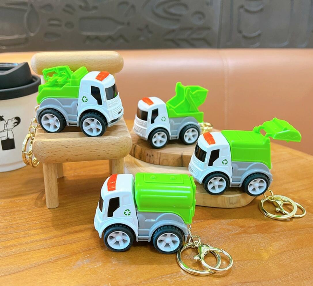 Cartoon mini sanitation truck keychain