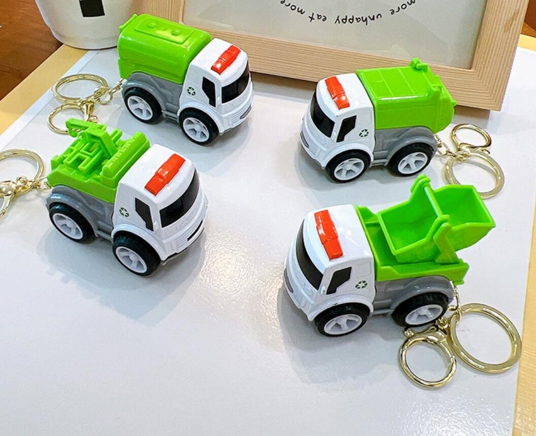 Cartoon mini sanitation truck keychain