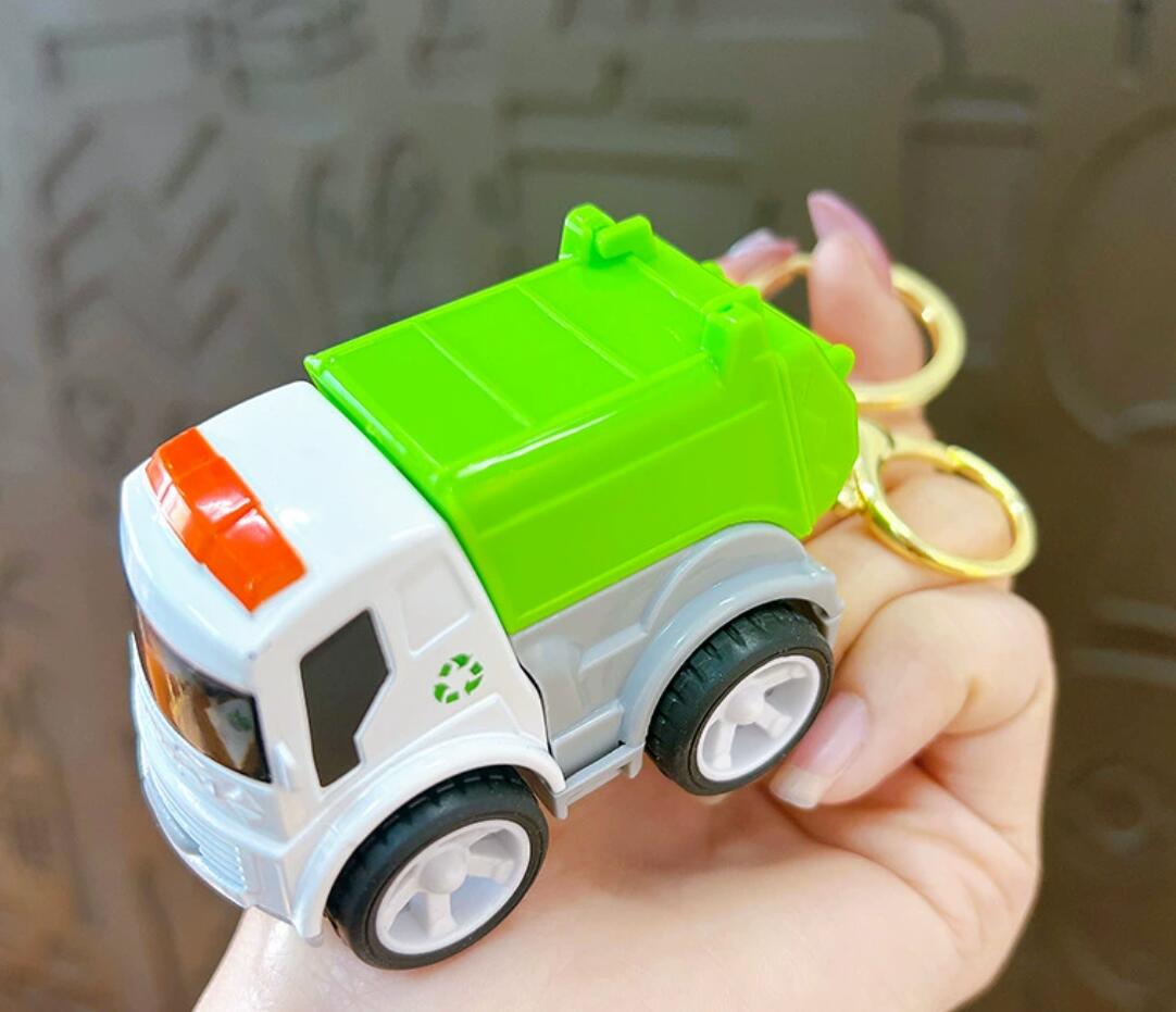 Cartoon mini sanitation truck keychain