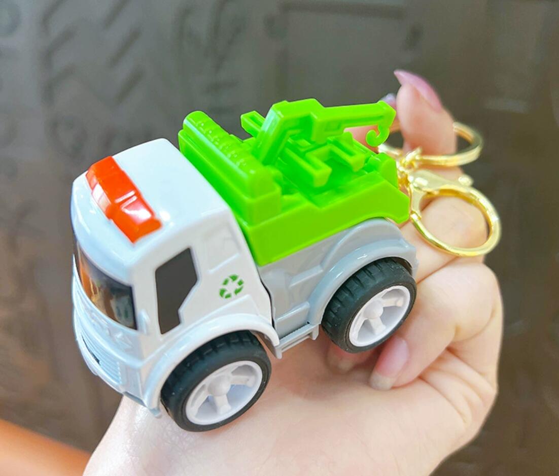 Cartoon mini sanitation truck keychain