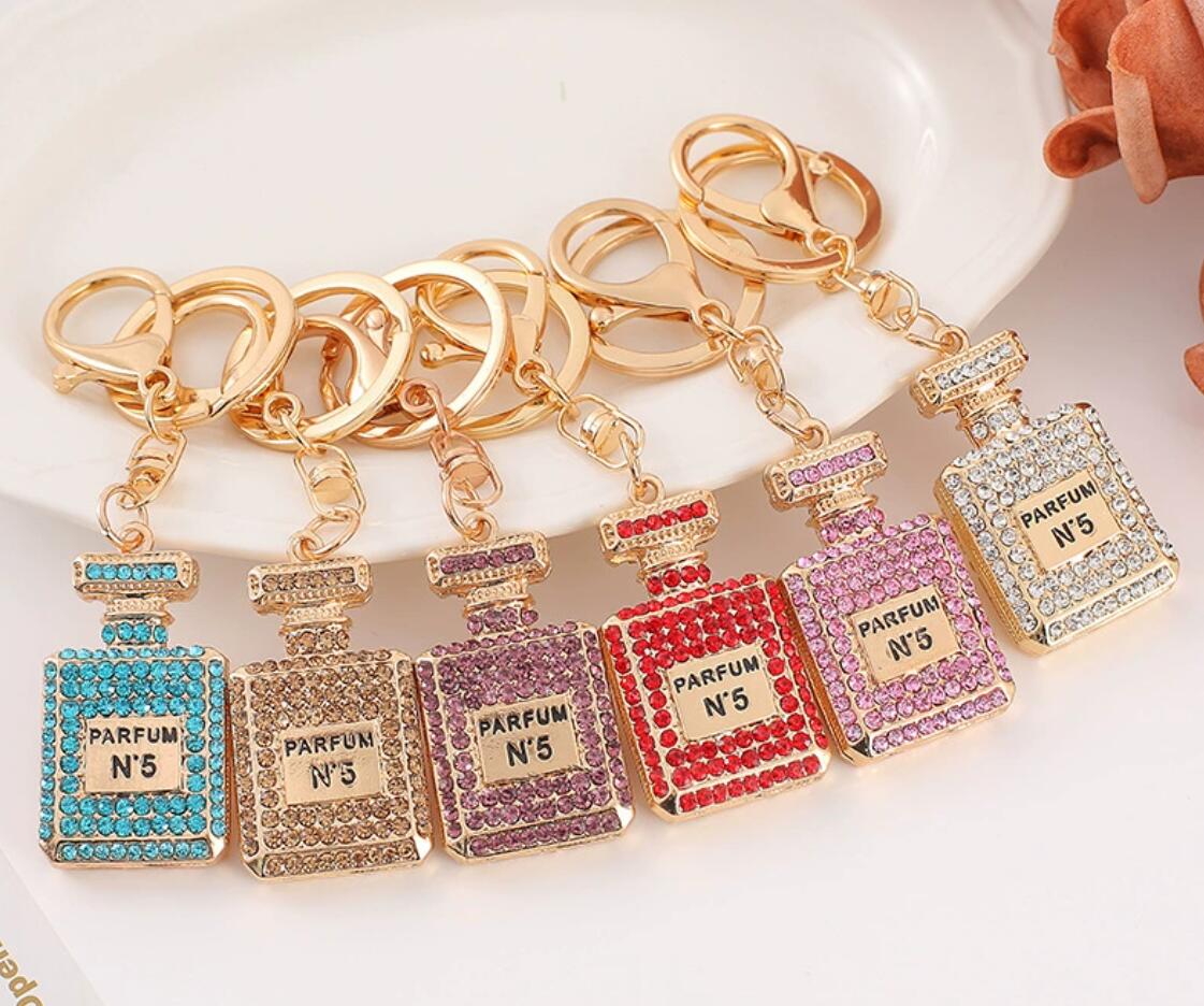 Exquisite crystal perfume bottle keychain
